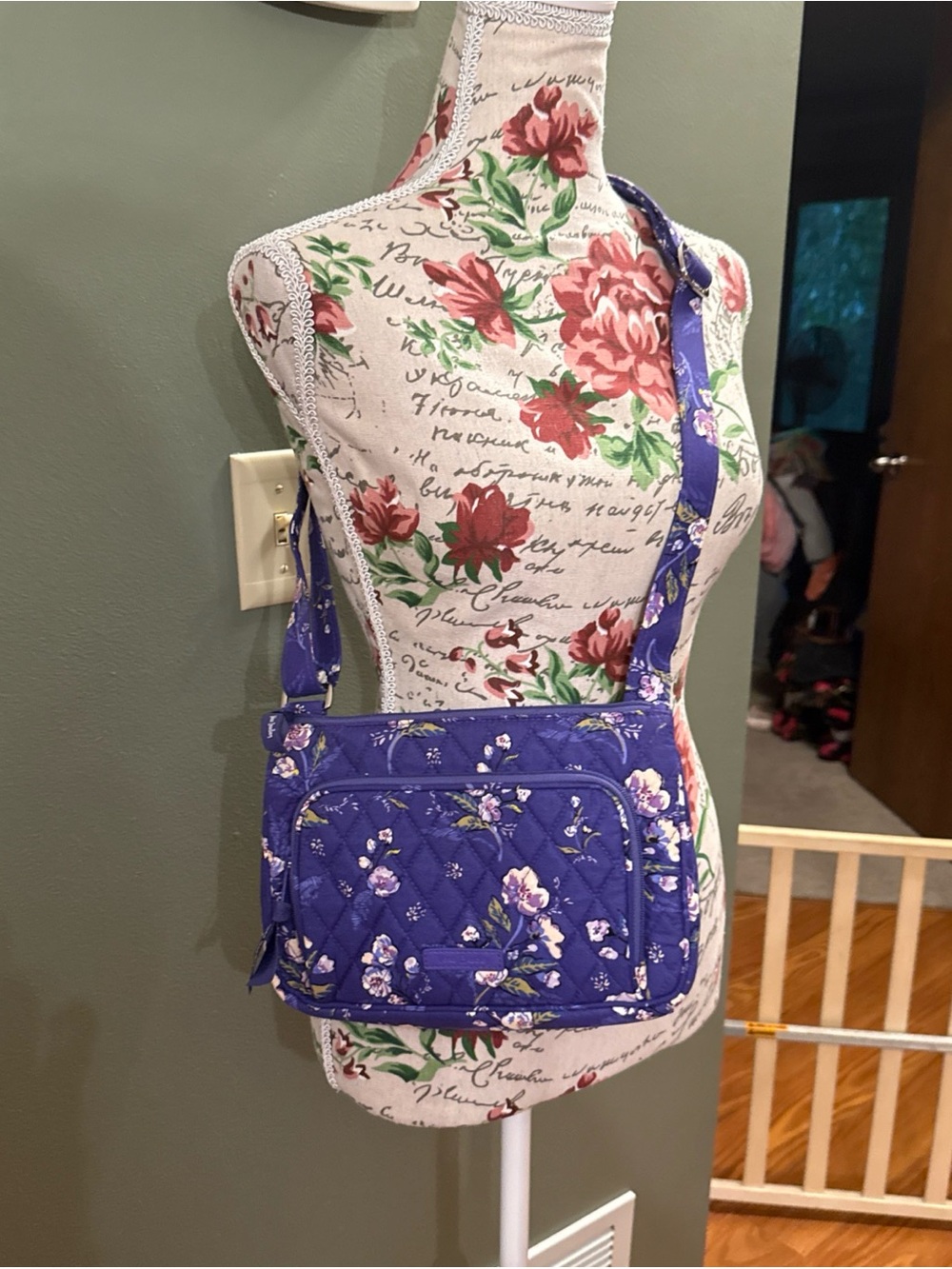 Vera Bradley Wild Roses Quilted Purple Floral Crossbody Bag